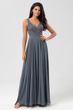 Une ligne Perles Eucalyptus Robe de demoiselle d’honneur longue