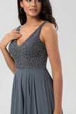 Une ligne Perles Eucalyptus Robe de demoiselle d’honneur longue