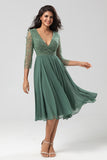 Une ligne Eucalyptus col V manches longues robe demoiselle d’honneur