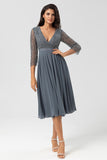 Une ligne Eucalyptus col V manches longues robe demoiselle d’honneur