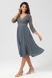Une ligne Eucalyptus col V manches longues robe demoiselle d’honneur