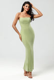 Robes de demoiselle d’honneur vert citron sans bretelles