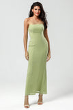 Robes de demoiselle d’honneur vert citron sans bretelles