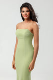 Robes de demoiselle d’honneur vert citron sans bretelles