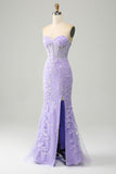 Robe de bal Corset bleu clair chérie sirène élégante avec appliques