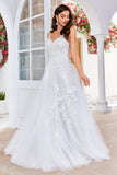 Robe de mariée longue en tulle dos nu ivoire avec Broderie