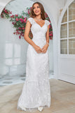 Fourreau/Colonne Cap Épaule Longueur Sol Dentelle Robe de Mariée