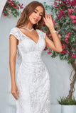 Fourreau/Colonne Cap Épaule Longueur Sol Dentelle Robe de Mariée