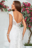 Fourreau/Colonne Cap Épaule Longueur Sol Dentelle Robe de Mariée
