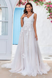 Traîne de balayage en tulle abricot et Ivoire Robe de mariée avec dentelle