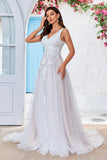 Traîne de balayage en tulle abricot et Ivoire Robe de mariée avec dentelle