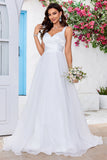 Ivoire Organza Col Rond Balayage Train Robe de mariée