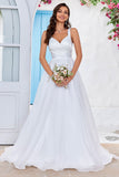 Ivoire Organza Col Rond Balayage Train Robe de mariée