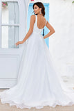 Ivoire Organza Col Rond Balayage Train Robe de mariée