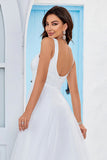 Ivoire Organza Col Rond Balayage Train Robe de mariée