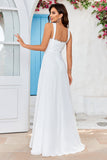 Robe de mariée Une ligne Col Col Ivoire avec dentelle