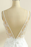 Spaghetti Blanc Sangles Boho Robe de mariée avec fente