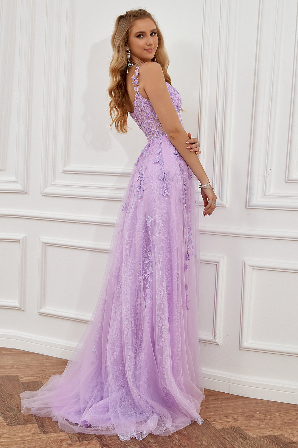 Purple Off the Shoulder Long Prom Robe de bal avec appliques
