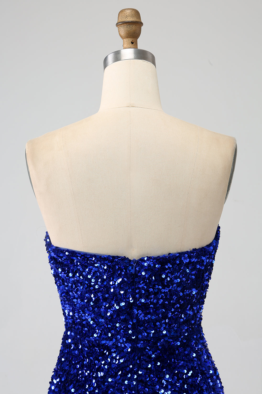 Robe de bal longue sirène à paillettes bustier rouge avec fente
