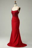 Robe de bal longue longue à col nu vert foncé sirène à la mode avec des perles Appliques