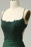 Sirène vert foncé Satin Spaghetti Bretelles robe de bal