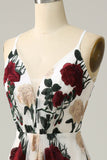Sirène Spaghetti Straps Fleur imprimée Robe de Soirée longue
