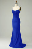Sirène vert foncé Satin Spaghetti Bretelles robe de bal