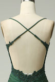 Sirène vert foncé Satin Spaghetti Bretelles robe de bal