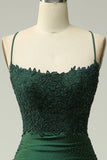 Sirène vert foncé Satin Spaghetti Bretelles robe de bal