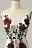 Sirène Spaghetti Straps Fleur imprimée Robe de Soirée longue