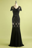 Bourgogne Longue Des années 1920 Paillettes Flapper Robe Formelle