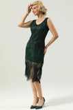 Rouge et noir Deep V Neck Flappers Robe des années 1920
