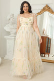 Plus Size Champagne Robe de Bal Long Avec Broderie