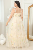 Plus Size Champagne Robe de Bal Long Avec Broderie
