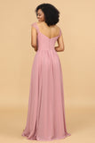 Blush Longue Mousseline Robe de Demoiselle d’Honneur avec Dentelle
