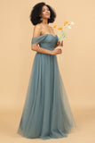 Off the Shoulder Tulle Robe de demoiselle d’honneur à volants