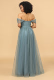 Off the Shoulder Tulle Robe de demoiselle d’honneur à volants
