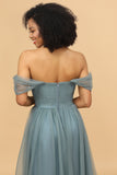 Off the Shoulder Tulle Robe de demoiselle d’honneur à volants