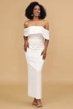 Robe de demoiselle d’honneur blanche sur l’épaule en satin