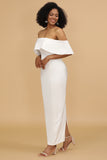 Robe de demoiselle d’honneur blanche sur l’épaule en satin