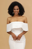 Robe de demoiselle d’honneur blanche sur l’épaule en satin