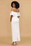 Robe de demoiselle d’honneur blanche sur l’épaule en satin