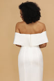 Robe de demoiselle d’honneur blanche sur l’épaule en satin
