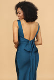 Robe de demoiselle d’honneur sirène bleu encre