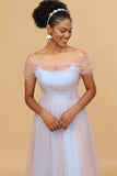 Une ligne Spaghetti Straps Pink&Blue Tulle Robe longue demoiselle d’honneur