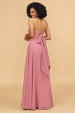 Robe de demoiselle d’honneur Mousseline Une ligne Blush