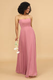 Robe de demoiselle d’honneur Mousseline Une ligne Blush