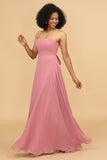 Robe de demoiselle d’honneur Mousseline Une ligne Blush