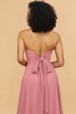 Robe de demoiselle d’honneur Mousseline Une ligne Blush