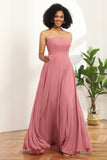 Robe de demoiselle d’honneur Mousseline Une ligne Blush